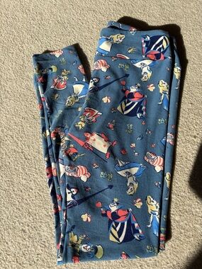 Disney LuLaRoe Navy Blue Character Print Leggings - Alice in Wonderland